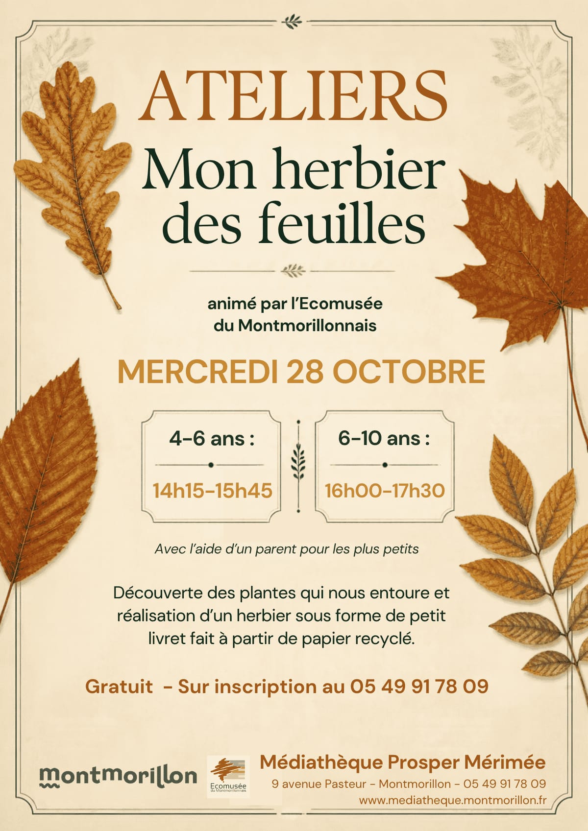 Ateliers "Mon herbier des feuilles" — Montmorillon