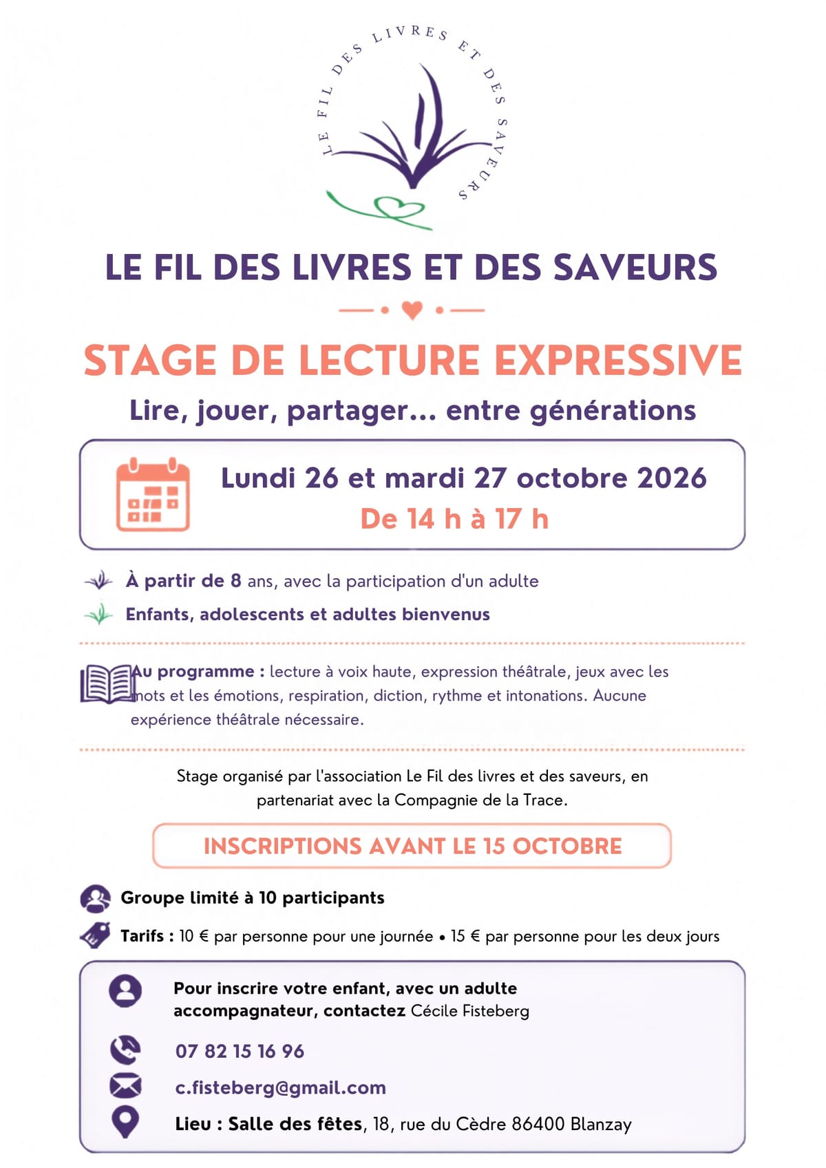 Stage de lecture expressive — Blanzay