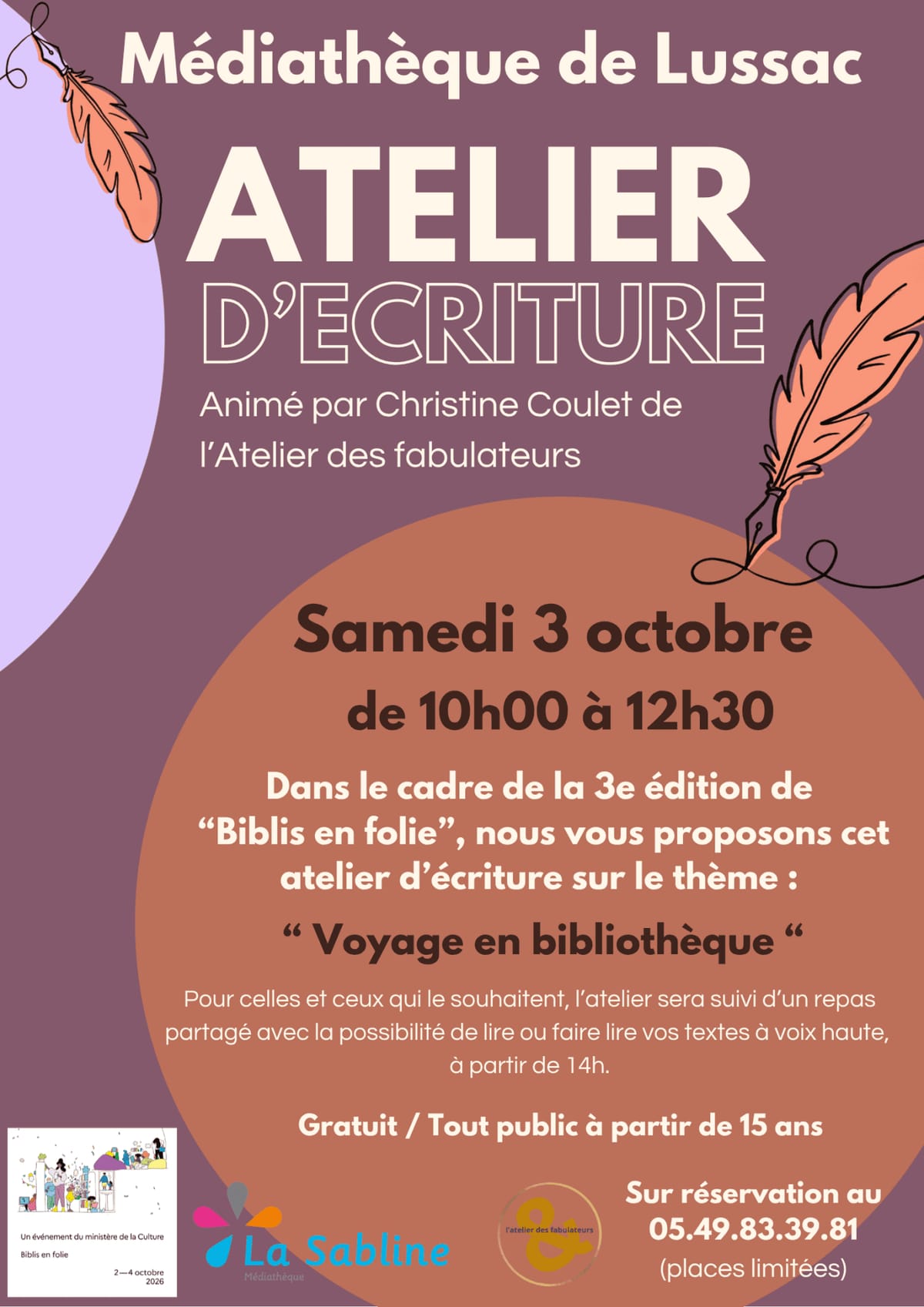 ATELIER D’ÉCRITURE — Lussac-les-Châteaux