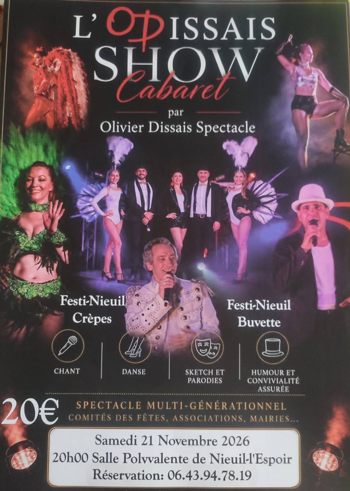 Spectacle ODissais show cabaret — Nieuil L'espoir